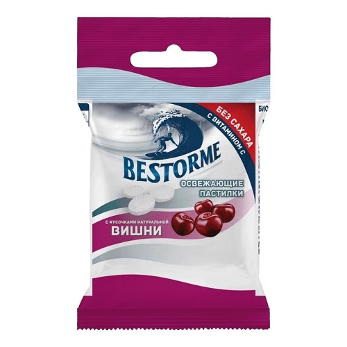 Bistormi пастилки освежающие, без сахара, Вишня, 20 гр
